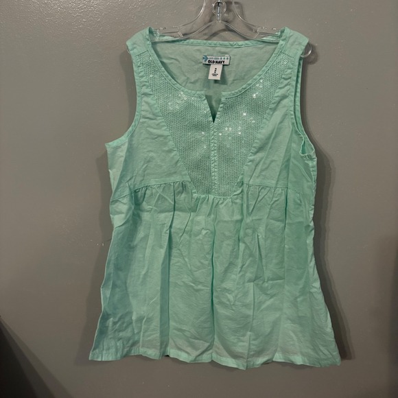 Old Navy Set of 2 Sleeveless Top Orange Teal Sequin Embellished (Girls Medium 8) - Picture 9 of 11